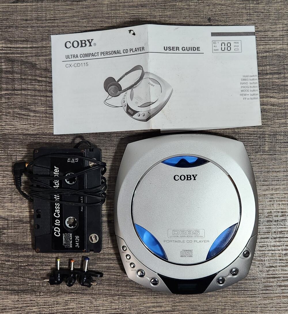 Coby CX-CD115 Tested Vintage Personal CD Player W/ Manual & Accessories For Car